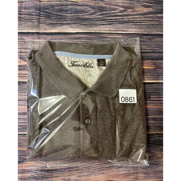 Tasso Elba Polo Shirt Mens XL Brown Heathered Long Sleeve Casual Comfort - Picture 14 of 14